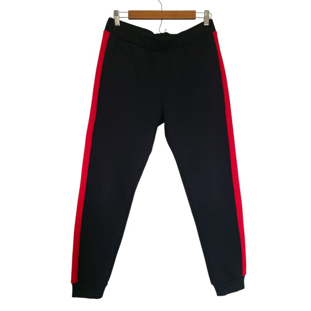 Katya Dobryakova Jogger Pants Black Red Fleece Casual Athleisure Lounge Size S - Picture 4 of 5